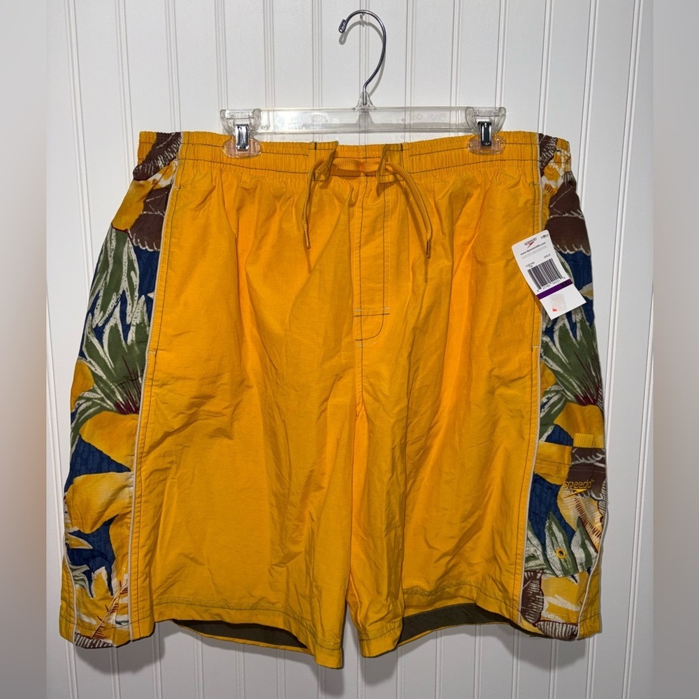 NWT Speedo Yellow Tropical Print Swim Trunks| Size 2X